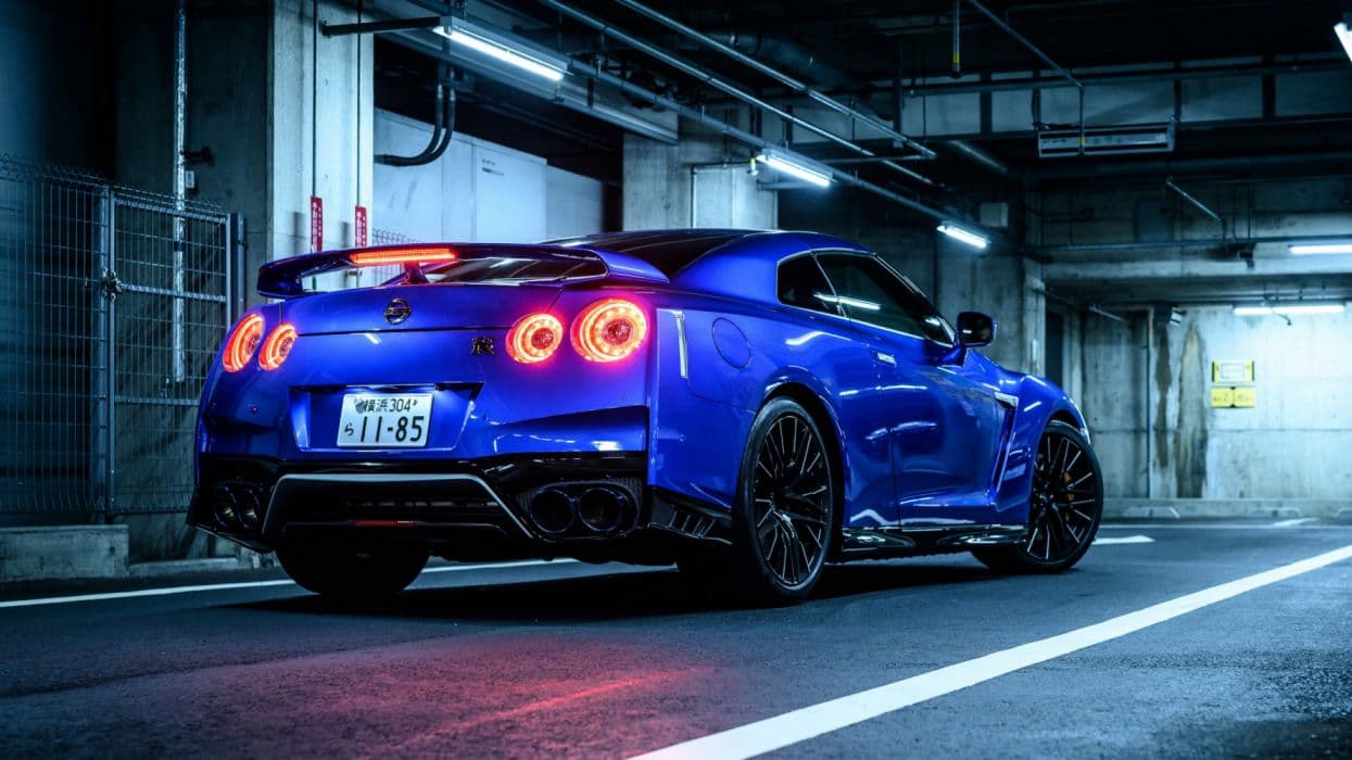 Nissan GT-R Glowing Tail Lights at Night